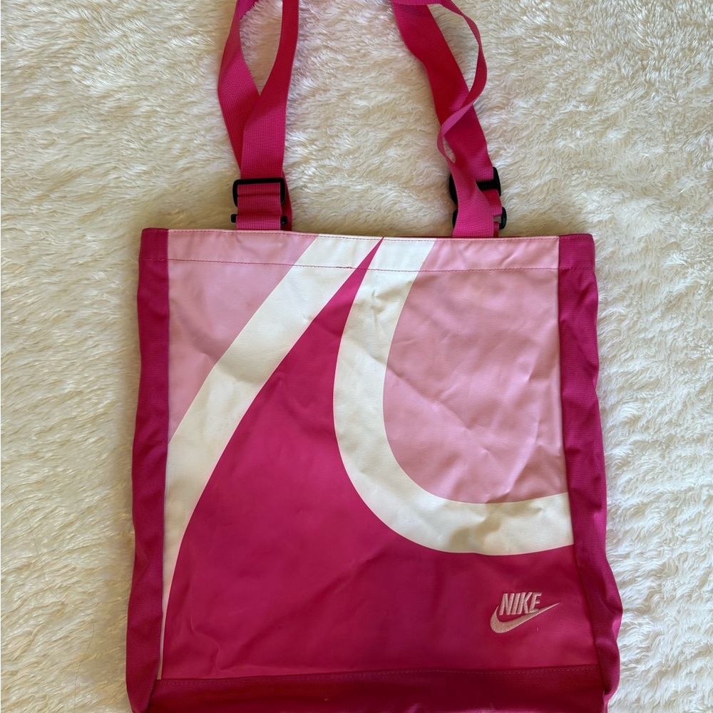 Nike Pink and White Gym Tote